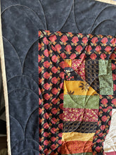 Load image into Gallery viewer, Amish Style Quality Quilt, 90”w x 90”l, Blacks, Rust, Yellows, Gold, Green w. Black Border