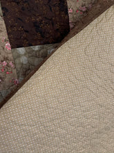 Load image into Gallery viewer, Amish Style Handmade Quilt, XL Lap Size 65”w x 65”l, mostly Brown & Beige Tones