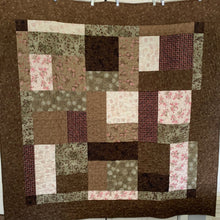 Load image into Gallery viewer, Amish Style Handmade Quilt, XL Lap Size 65”w x 65”l, mostly Brown & Beige Tones