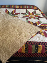 Load image into Gallery viewer, Amish Style Quality Quilt, 90”w x 90”l, Blacks, Rust, Yellows, Gold, Green w. Black Border