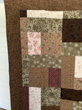 Load image into Gallery viewer, Amish Style Handmade Quilt, XL Lap Size 65”w x 65”l, mostly Brown & Beige Tones