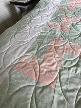 Load image into Gallery viewer, Amish Style Quilt, 71.5”w x 90”l, Pale Green and Pink