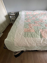 Load image into Gallery viewer, Amish Style Quilt, 71.5”w x 90”l, Pale Green and Pink