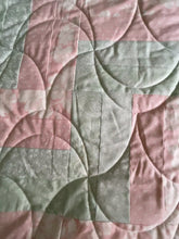 Load and play video in Gallery viewer, Amish Style Quilt, 71.5”w x 90”l, Pale Green and Pink