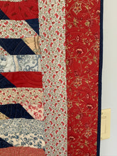 Load image into Gallery viewer, One-of-a-Kind Amish Style Quality Handmade Quilt, “Benny” is 66w x 79l, Reds, Blues, Greens and Ivory