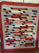 Load image into Gallery viewer, One-of-a-Kind Amish Style Quality Handmade Quilt, “Benny” is 66w x 79l, Reds, Blues, Greens and Ivory