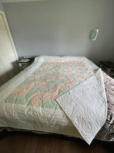 Load image into Gallery viewer, Amish Style Quilt, 71.5”w x 90”l, Pale Green and Pink