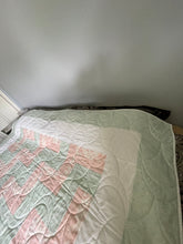 Load image into Gallery viewer, Amish Style Quilt, 71.5”w x 90”l, Pale Green and Pink