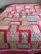 Load image into Gallery viewer, QUILT, Handmade Amish Style Quality Quilt, One-of-a-Kind- Pinks, Greens & Robin Blue Queen/King Size