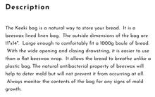 Load image into Gallery viewer, Keeki Bag - The FAMOUS “KEEKI” Bag, Beeswax Lined Linen Bag w/ drawstring, Kitchen Essential for every Kitchen