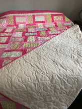 Load image into Gallery viewer, QUILT, Handmade Amish Style Quality Quilt, One-of-a-Kind- Pinks, Greens & Robin Blue Queen/King Size