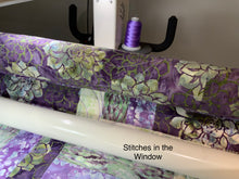 Load image into Gallery viewer, Amish Style Quality Quilt, 47”w x 62.5”l, with Purples and Greens in a Batik Fabric