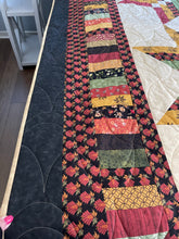 Load image into Gallery viewer, Amish Style Quality Quilt, 90”w x 90”l, Blacks, Rust, Yellows, Gold, Green w. Black Border