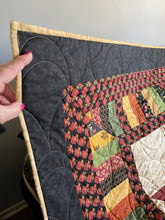 Load image into Gallery viewer, Amish Style Quality Quilt, 90”w x 90”l, Blacks, Rust, Yellows, Gold, Green w. Black Border