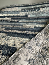 Load image into Gallery viewer, Amish Style Quilt, 65”w x 76.5”l, Blues & Greys