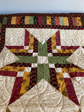 Load image into Gallery viewer, Amish Style Quality Quilt, 90”w x 90”l, Blacks, Rust, Yellows, Gold, Green w. Black Border