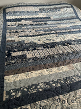 Load image into Gallery viewer, Amish Style Quilt, 65”w x 76.5”l, Blues & Greys