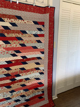 Load image into Gallery viewer, One-of-a-Kind Amish Style Quality Handmade Quilt, “Benny” is 66w x 79l, Reds, Blues, Greens and Ivory