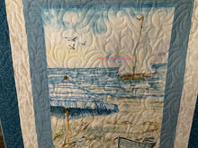 Load image into Gallery viewer, Quilt - Sail Boat / Beach, 43”w x 62”L
