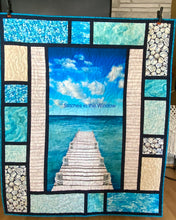 Load image into Gallery viewer, Beach with a Dock Quilt, 48’w x 58”L
