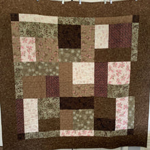 Load image into Gallery viewer, Amish Style Handmade Quilt, XL Lap Size 65”w x 65”l, mostly Brown &amp; Beige Tones
