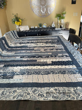 Load image into Gallery viewer, Amish Style Quilt, 65”w x 76.5”l, Blues &amp; Greys
