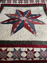 Load image into Gallery viewer, Quilt, Handmade Quality, 84.5”w, x 92.5”l, Reds, Blues,  Greens, Burgundy, and Creams
