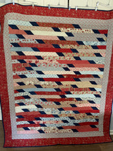 Load image into Gallery viewer, One-of-a-Kind Amish Style Quality Handmade Quilt, “Benny” is 66w x 79l, Reds, Blues, Greens and Ivory
