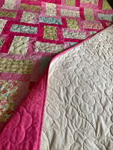 Load image into Gallery viewer, QUILT, Handmade Amish Style Quality Quilt, One-of-a-Kind- Pinks, Greens &amp; Robin Blue Queen/King Size
