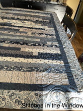 Load image into Gallery viewer, Amish Style Quilt, 65”w x 76.5”l, Blues &amp; Greys
